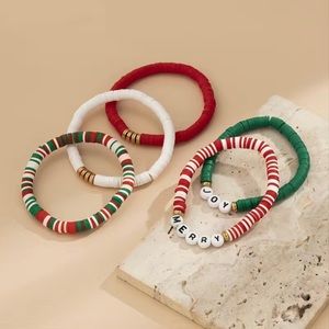 5 pcs Acrylic Letters Decorative Christmas Colorful Clay Bracelet Set